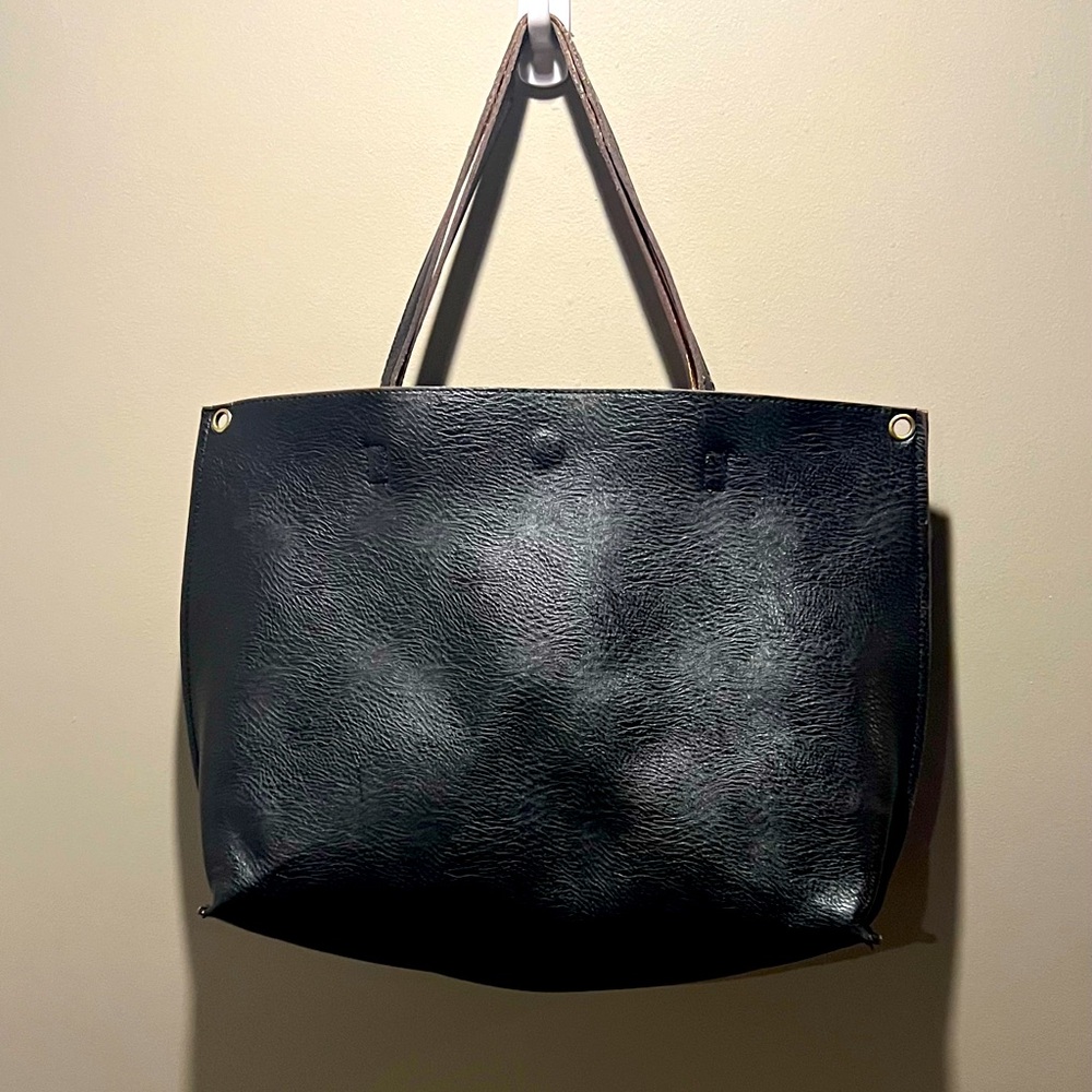 Free People Vegan Leather Reversible Tote Black/Tan